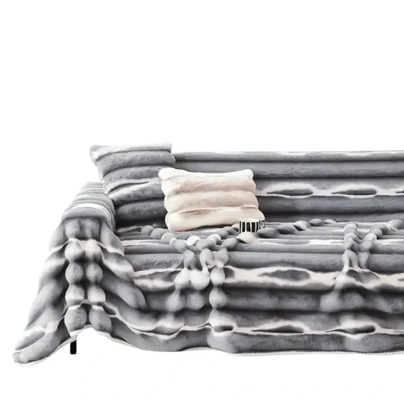 Blanket 72”x102” Bubble Faux Rabbit Fur 1300GSM Throw - Picture 1 of 8